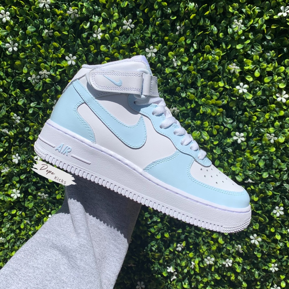 ⚡️Custom Light Blue Air Force 1 Mids⚡️